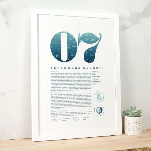 September 7th Birthday Print