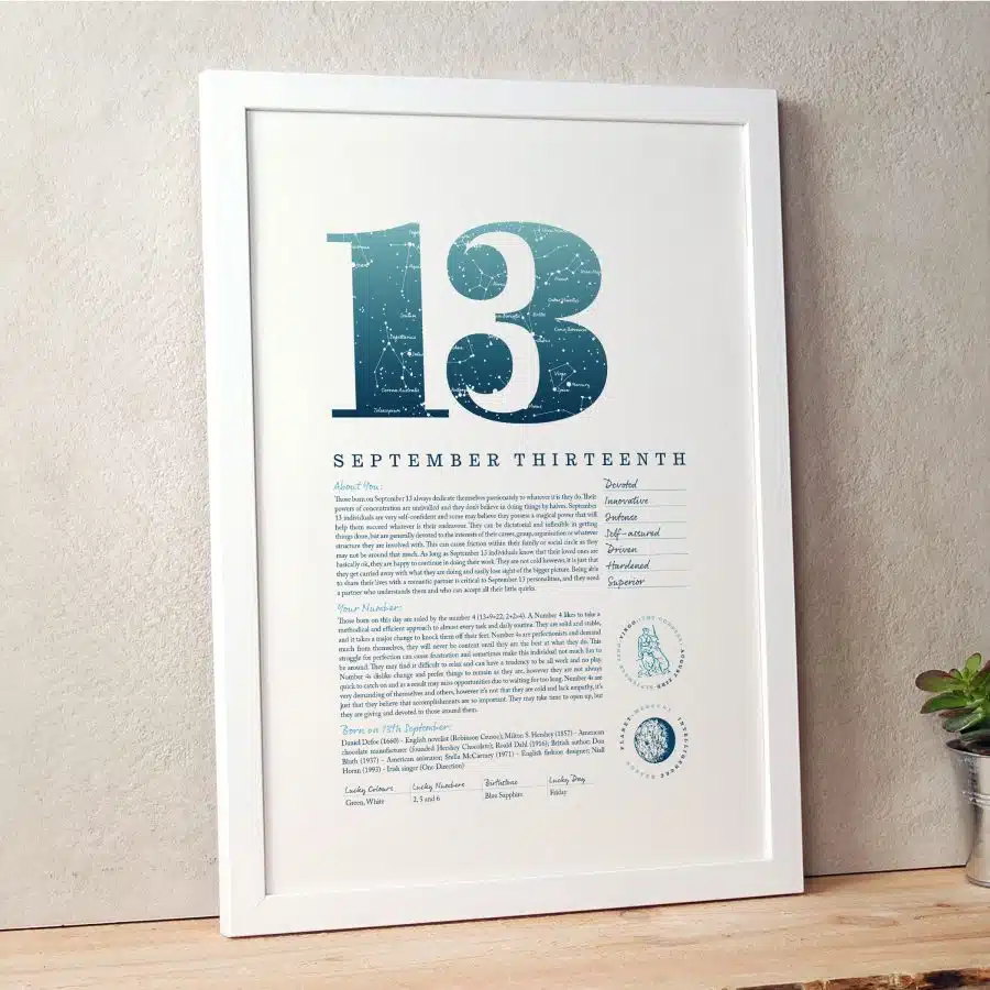 September 13th Birthday Print