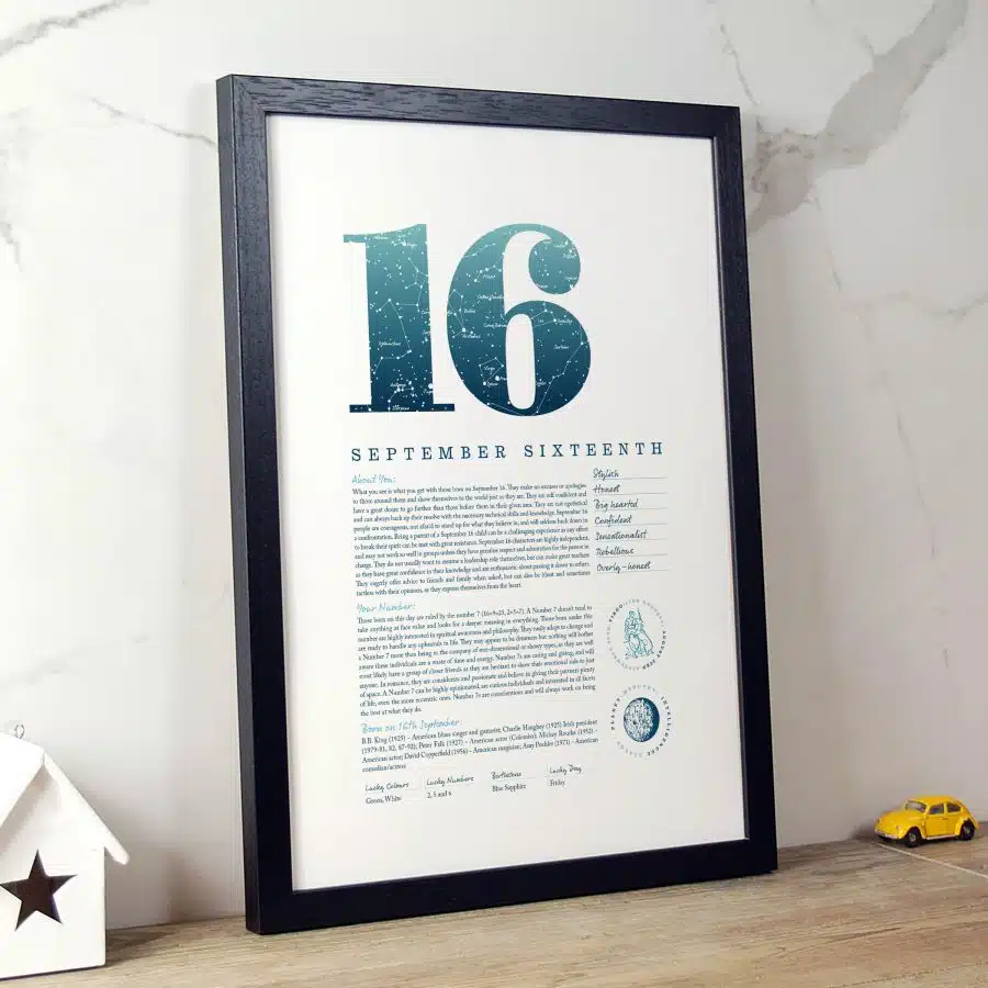 September 16th Birthday Print