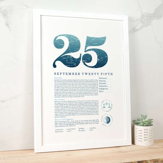 September 25th Birthday Print