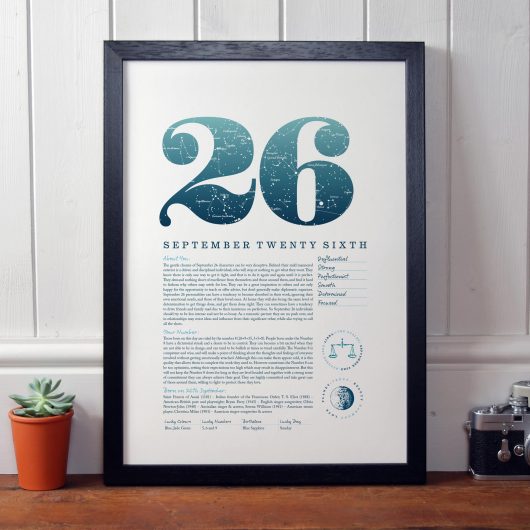 September 26th Birthday Print