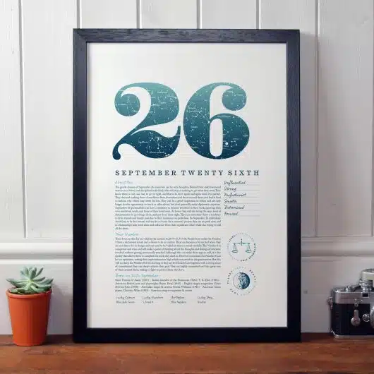 September 26th Birthday Print