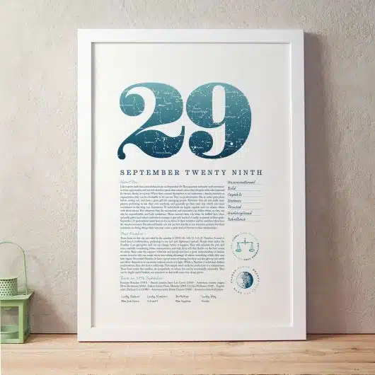 September 29th Birthday Print