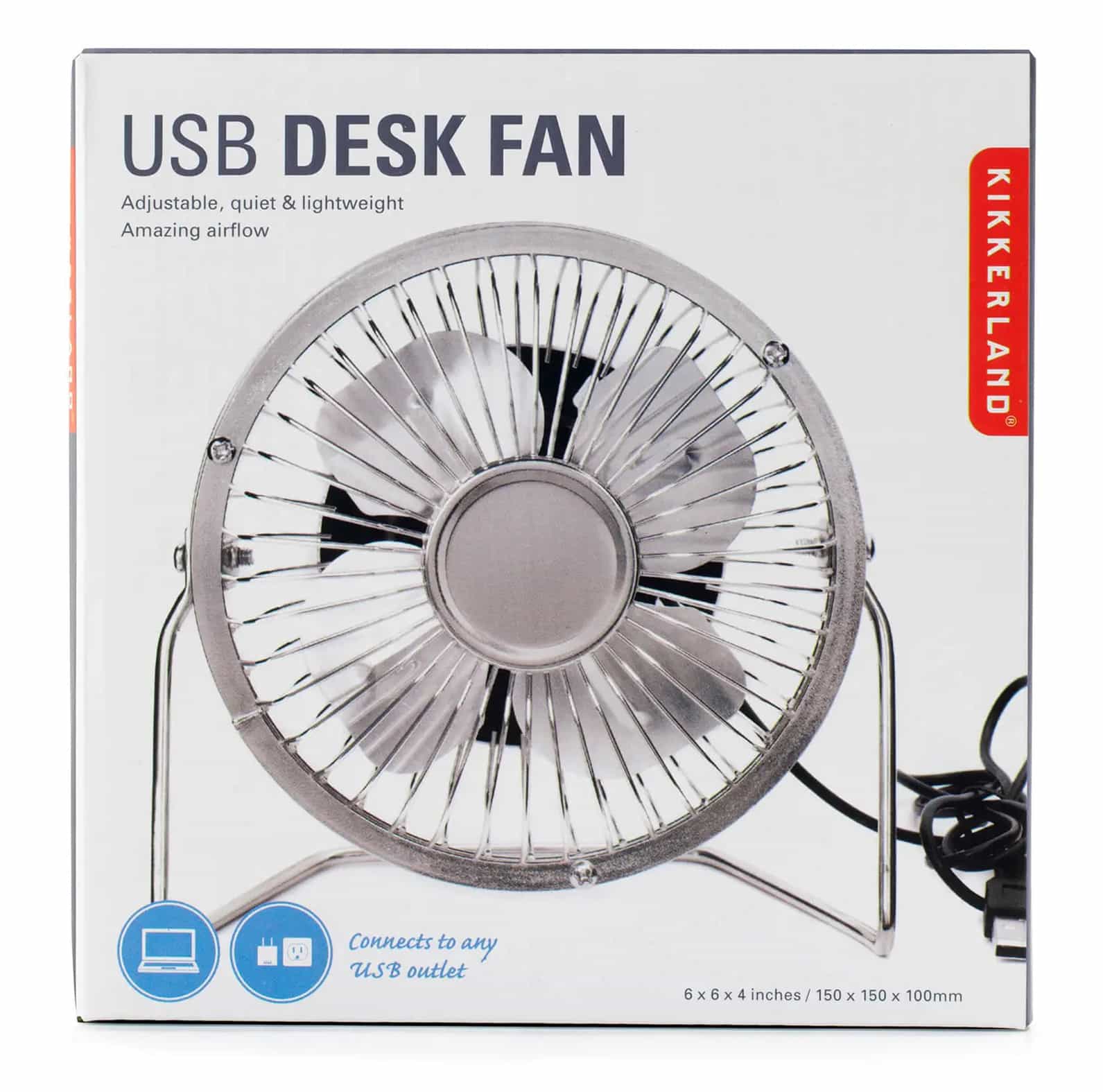 USB Desk Fan Silver Box