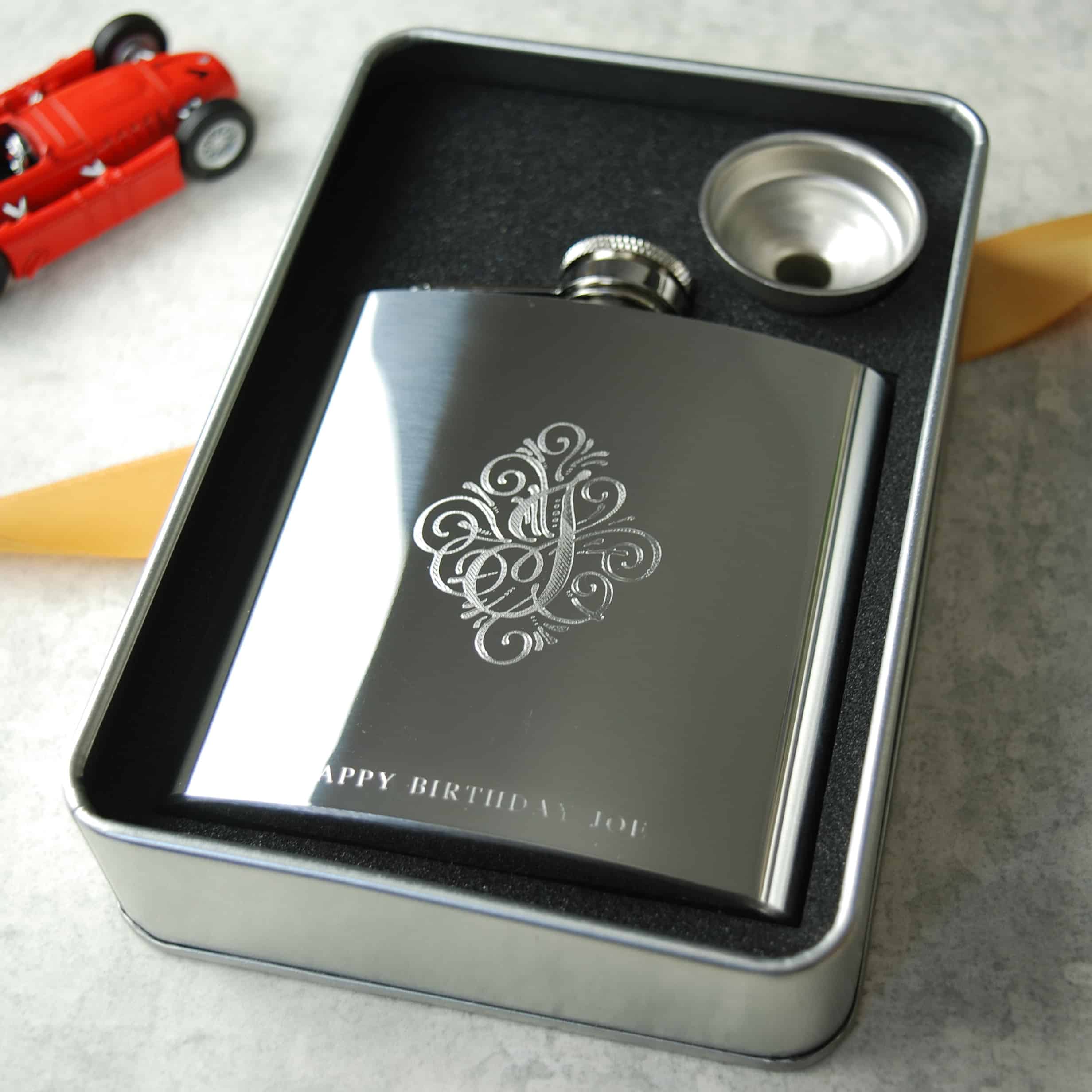 Vintage Silver Engraved Hip Flask