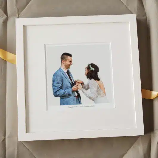 Wedding Pencil Sketch Clipped Gift Colour White Frame